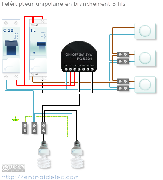 Schéma télérupteur, schéma électrique interactif d'un télérupteur unipolaire